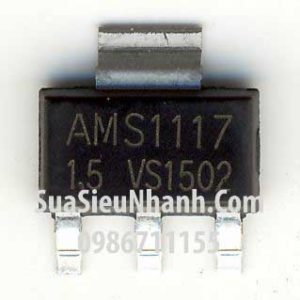 Tên hàng: AMS1117-1.5 IC Nguồn ổn áp 1.5V;  Kiểu chân: dán SOT223