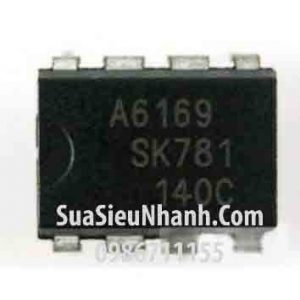 Tên hàng: A6169 STR-A6169 IC nguồn switching 8W 800V;  Kiểu chân: cắm DIP-8;  Hãng sx: Sanken;  Mã: STR-A6169