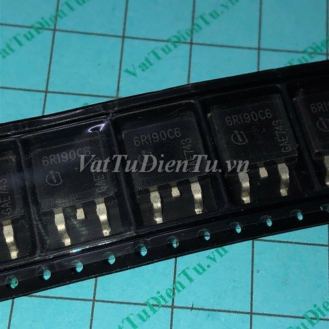 6R190C6 IPB60R190C6 TO263 N Mosfet 20A 600V; Mã: 6R190C6; Kiểu chân: dán 3 chân TO-263; Xuất xứ: Hàng mới; Thương hiệu: Infineon