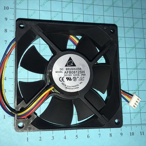 AFB0812SH Quạt tản nhiệt 12V 0.51A 80x80x25mm DELTA 4 dây đầu cắm A3; Mã: AFB0812SH; Thương hiệu: DELTA; Xuất xứ: Hàng mới