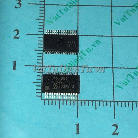 PIC16F886 PIC16F886-I/SS SSOP28 IC Vi Điều Khiển, Enhanced Flash-Based 8-Bit CMOS Microcontrollers with nanoWatt Technology; Mã: PIC16F886-ISS; Kiểu chân: dán TSSOP-28; Xuất xứ: Hàng mới