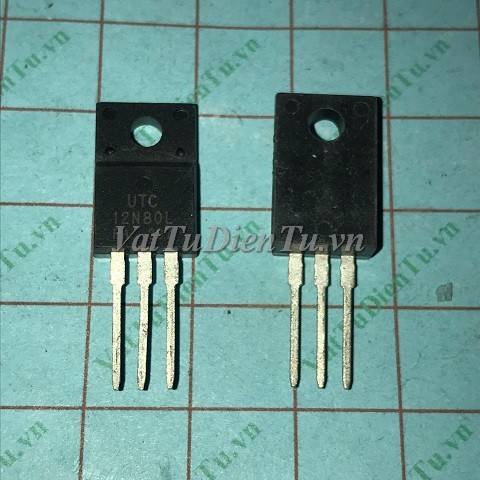 UTC12N80L TO220F N Mosfet 12A 800V; Mã: UTC12N80L; Kiểu chân: cắm TO-220F; Xuất xứ: Hàng mới