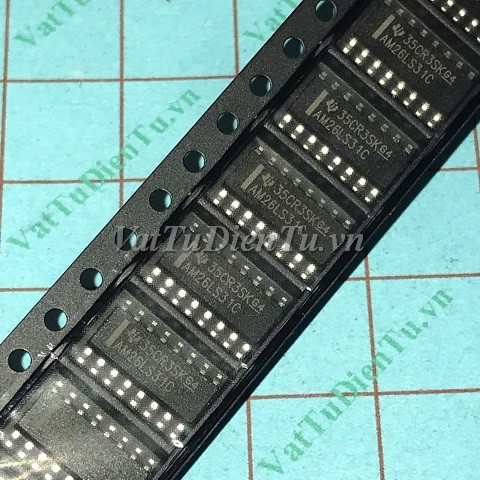 AM26LS31CDR AM26LS31C AM26LS31 SOP16 IC truyền thông Quad Receiver RS-422; Mã: AM26LS31C; Hãng sx: TI; Kiểu chân: dán SOP-16; Hàng tương đương: AM26LS31, 26LS31