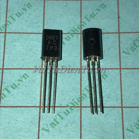 D667 2SD667 TO92 NPN Transistor; Mã: D667; Kiểu chân: cắm 3 chân TO-92; Xuất xứ: Hàng mới