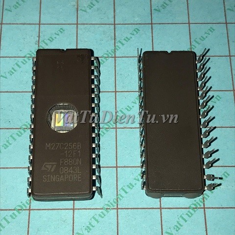 M27C256B-12F1 M27C256B 27C256 DIP28 IC nhớ EPROM 256K (32KX8) 120ns; Mã: M27C256B-12F1; Kiểu chân: cắm FDIP-28W; Thương hiệu: ST