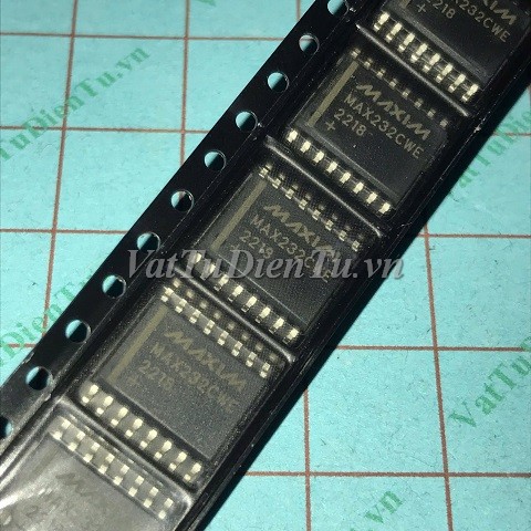 MAX232CWE MAX232 SOP16 7.2mm IC truyền thông RS-232; Mã: MAX232CWE; Kiểu chân: dán 16 chân SOP-16 7.2mm; Thương hiệu: MAXIM; Xuất xứ: Hàng mới