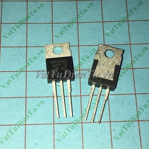 VNP20N07 TO220 N Mosfet 20A 55V; Mã: VNP20N07; Kiểu chân: 3 chân cắm TO-220; Xuất xứ: Hàng mới; Thương hiệu: ST