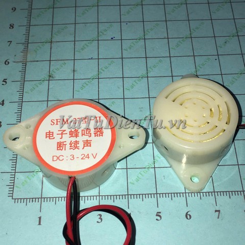 SFM-27 HYT-3015B 30x15mm Còi chíp 3-24V 3015B trắng bíp theo nhịp, không liên tục, Buzzer 100dB <15mA at 12V; Mã: HYT-3015B