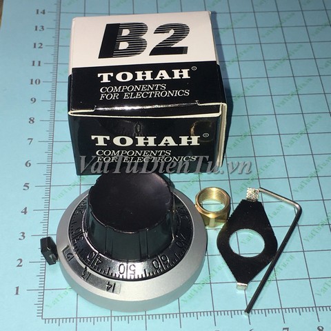 MF-B2-3590S KNOP Núm chiết áp, núm biến trở đường kính ...mm, cao ...mm, lỗ tay vặn 6.4mm hiển thị số chia vạch; Mã: MF-B2-3590S