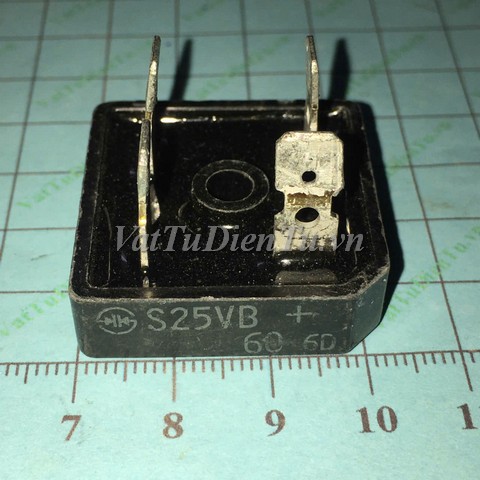 S25VB60 D25VB60 Diode chỉnh lưu cầu 25A 600V; Mã: S25VB60; Kiểu chân: 4 chân dẹt; Thương hiệu: SEP