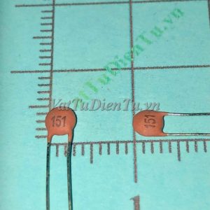 Tụ gốm 151 150PF 50V; Mã: CAPC151; Thông số: Khoảng cách bước chân 5.08mm; Keywords: tụ đất 151
