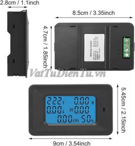 P06S-20A Công tơ mét điện tử gia đình 20A, đồng hồ đo công suất, hiển thị 6 thông số V, A, W, kW, Hz, PF; Mã: P06S-20A