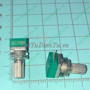 RK097NS RV097G Biến trở 100K đơn 3 chân, tay vặn dài 15mm, trục 6mm; Mã: RK097NS-B100K; Kiểu chân: 3 chân hàn mạch; Xuất xứ: Hàng mới