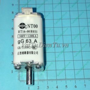 RT16 63A 500V Cầu chì 63A 500V RT16-00 NT00; Mã: RT16-63A500V; Xuất xứ: Hàng mới