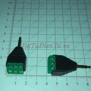 Jack audio 3.5mm đực sang 3 chân cắm domino màu xanh lá; Mã: JACK35G; Xuất xứ: Hàng mới