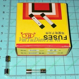 Cầu chì 0.5A 250V 5A 5x20mm, cầu chì ống thủy tinh, cầu chì thủy tinh; Mã: F0.5A250V5x20