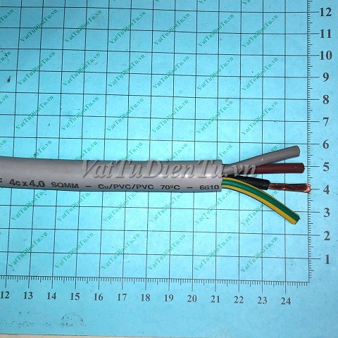Dây điện 4x4mm² dây cáp 4x4mm² dây cáp điện 4x4mm² CADI-SUN màu ghi nhiều lõi mềm VCTF 4c x 4.0 SQMM Cu/PVC/PVC 300/500V; Mã: VCTF4x4CDS; Tiết diện: 4x4.0 mm²; Chất liệu: Đồng nguyên chất, cách điện và vỏ PVC; Điện áp: 300/500V; Màu sắc: Màu ghi.