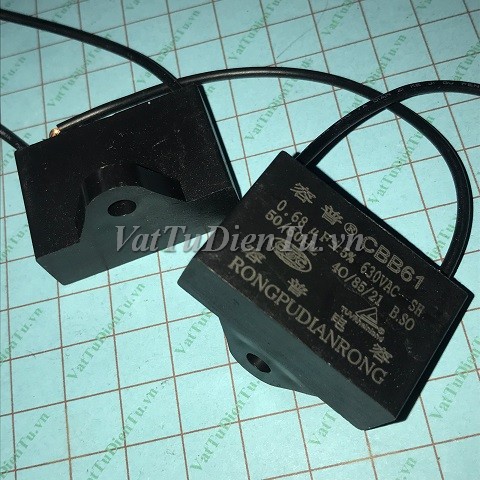 Tụ 0.68uF 630VAC 2 dây; Mã: CBB61-068uF630VAC; Dùng cho: vật tư quạt điện, vật tư điều hòa; Tag: tụ quạt 0.68uF 450VAC, tụ điều hòa 0.68uF 630VAC