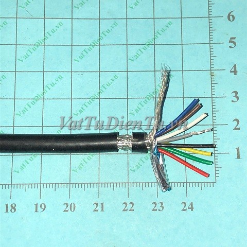 Dây cáp chống nhiễu 8 sợi 0.22mm²; Mã: CTH8X0.22; Gồm 8 lõi đồng mềm 0.22mm², bọc chống nhiễu bằng lưới đồng hoặc nhôm; Vỏ ngoài PVC màu đen bền chắc, chịu nhiệt tốt; Ứng dụng: Truyền tín hiệu âm thanh, camera, hệ thống điều khiển PLC, tự động hóa.