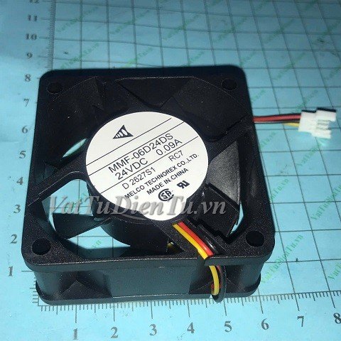 MMF-06D24DS-RC7 Quạt tản nhiệt 24V 0.09A 60x60x25mm MELCO 3 dây đầu cắm C3; Mã: MMF-06D24DS-RC7; Hãng: MELCO; Xuất xứ: Hàng mới
