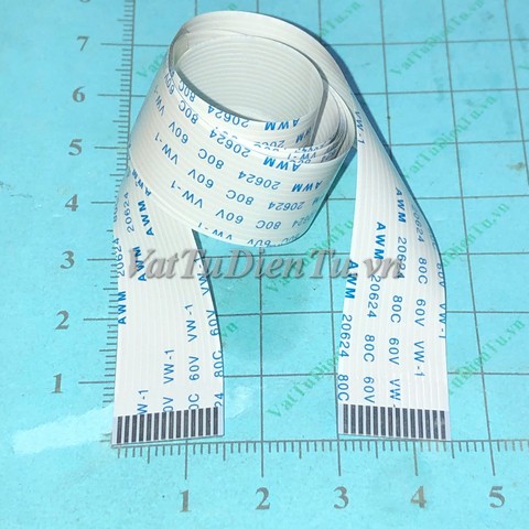 AWM-14-1-800-A Cáp thuận FFC/FPC 14P 1.0mm dài 800mm; Mã: AWM-14-1-800-A; Số chân, pin (P): 14Pin; Bước chân, khoảng cách giữa tâm 2 chân: 1.0mm; Tổng chiều dài: 800mm; Tổng chiều rộng: 15.0mm