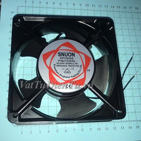 DP12038A 2123XSL Quạt tản nhiệt 220V 0.14A 120x120x38mm SNUON 2 dây; Mã: 2123XSL; Thương hiệu: SNUON; Chất liệu: Kim loại (khung, vỏ); Xuất xứ: Hàng mới