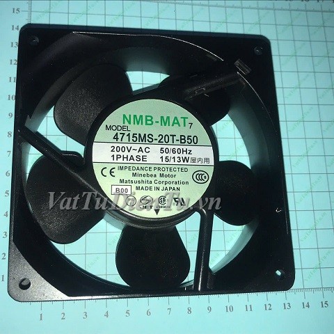 4715MS-20T-B50 Quạt tản nhiệt 200V 13W 120x120x38mm NMB 2 chân giắc cắm; Mã: 4715MS-20T-B50; Thương hiệu: NMB; Xuất xứ: Hàng mới