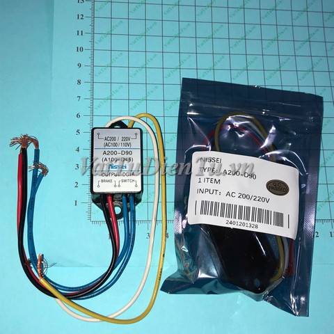 A200-D90(A100-D45) AC200/220V Nguồn NISSEI 110V 1A Nguồn phanh động cơ, nguồn thắng động cơ; Mã: A200-D90; Xuất xứ: Hàng mới