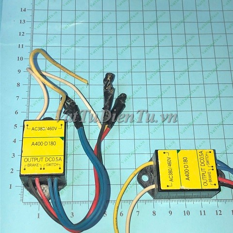 A400-D180 AC380/460V Nguồn OUTPUT DC 0.5A Nguồn phanh động cơ, nguồn thắng động cơ (HTM); Mã: A400-D180-TM; Xuất xứ: Hàng tháo máy
