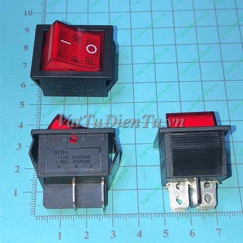 KCD4-4P Công tắc nguồn có đèn 16A 250V 4 chân 2 vị trí 30X25MM; Mã: KCD4-4P; Xuất xứ: Hàng mới