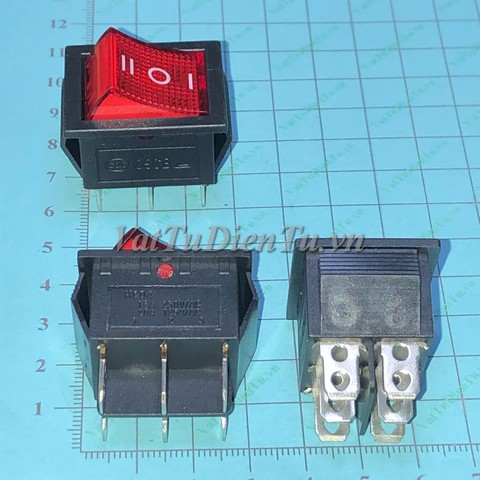 KCD4-6P Công tắc nguồn có đèn 16A 250V 6 chân 3 vị trí 31X25MM; Mã: KCD4-6P; Xuất xứ: Hàng mới