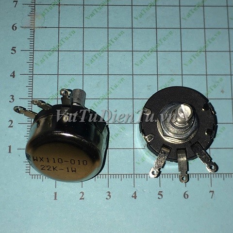 WX010 WX110 WX110(010) 22K 1W Biến trở 22K 1W 5%, chiết áp 22K 1W; Mã: WX110-22K; Dùng cho: Vật tư biến tần; Thông số: Vít lỗ: 9.8mm Đường kính trục: 5.95mm; Xuất xứ: Hàng mới