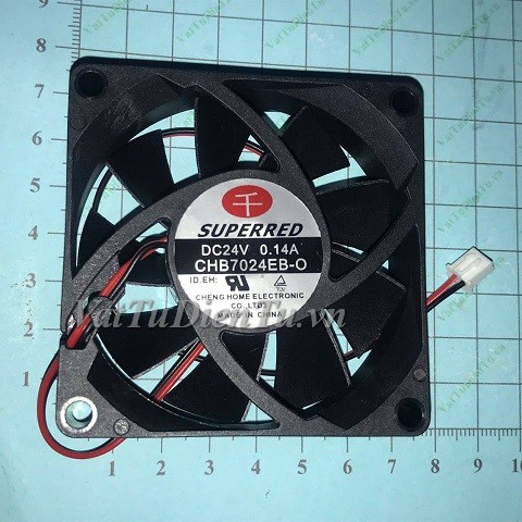 CHB7024EB-O Quạt tản nhiệt 24V 0.14A 70x70x20mm SUPERRED 2 dây đầu cắm A1; Mã: CHB7024EB-O; Thương hiệu: SUPERRED; Xuất xứ: Hàng mới