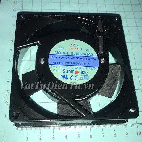 SJ9225HA2 Quạt tản nhiệt 220V 0.07A 92x92x25mm Suntronix 2 chân giắc cắm; Mã: SJ9225HA2; Thương hiệu: Suntronix; Xuất xứ: Hàng mới