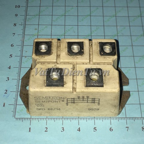 SKD62/14 Module Diode 62A 1400V (HTM); Mã: SKD62-14; Kiểu chân: Bắt vít; Thương hiệu: Semikron; Xuất xứ: Hàng tháo máy