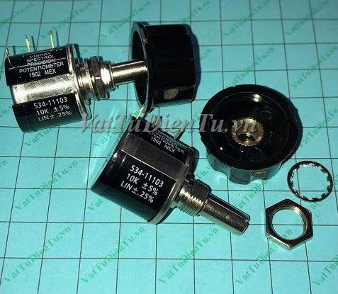 Biến trở 534-1-1 10K 2W VISHAY kèm núm A03; Mã: 534-11103-10K; Xuất xứ: Hàng mới; Thương hiệu: VISHAY