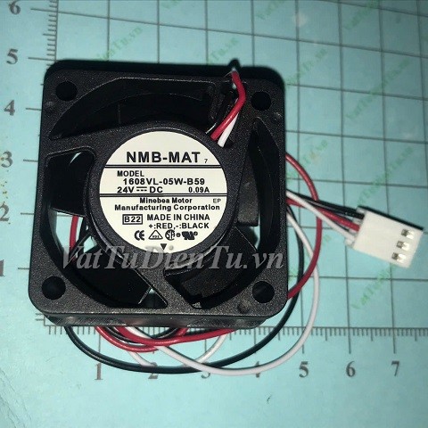 1608VL-05W-B59 Quạt tản nhiệt 24V 0.09A 40x40x20mm NMB 3 dây đầu cắm B2; Mã: 1608VL-05W-B59; Thương hiệu: NMB; Xuất xứ: Hàng mới