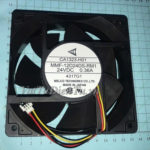 MMF-12D24DS-RM1 Quạt tản nhiệt 24V 0.36A 120x120x38mm MELCO 3 dây đầu cắm C3; Mã: MMF-12D24DS-RM1; Xuất xứ: Hàng mới; Hãng SX: MELCO