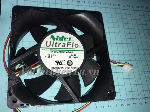 T12E48BS1M7-07 Quạt tản nhiệt 48V 1.45A 120x120x38mm NIDEC 4 dây đầu cắm B3; Mã: T12E48BS1M7-07; Thương hiệu: NIDEC; Xuất xứ: Hàng mới