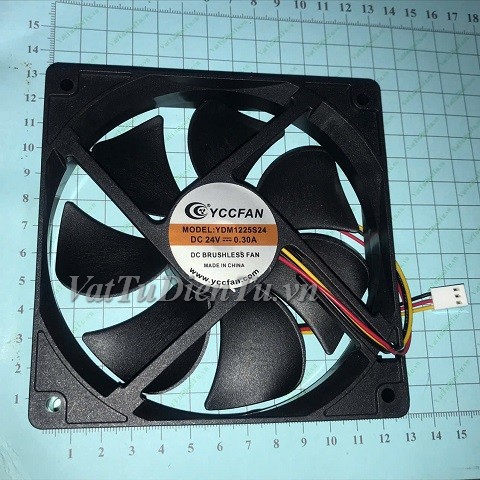 YDM1225S24 Quạt tản nhiệt 24V 0.3A 120x120x25mm YCCFAN 3 dây đầu cắm B2; Mã: YDM1225S24; Xuất xứ: Hàng mới; Hãng SX: YCCFAN