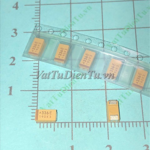 Tụ tantalum 33uF 25V 33uF25V33uF 336E AVX C6032; Mã: C6032-10UF25V; Kiểu chân: dán; Thương hiệu: AVX; Xuất xứ: Hàng mới