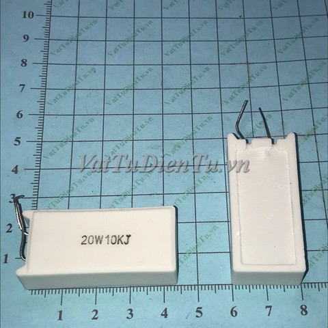 RX27-5-20W-10K Điện trở sứ 10K 20W 10K20W10K 5% trở sứ hình chữ nhật; Mã: RX27-5-20W-10K; Kiểu chân: thẳng đứng; Xuất xứ: Hàng mới