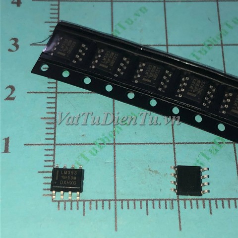 LM393 LM393DR SOP8 3.9mm IC thuật toán COMPARATOR DUAL DIFF; Mã: LM393; Kiểu chân: dán SOP-8; Hãng sx: TI