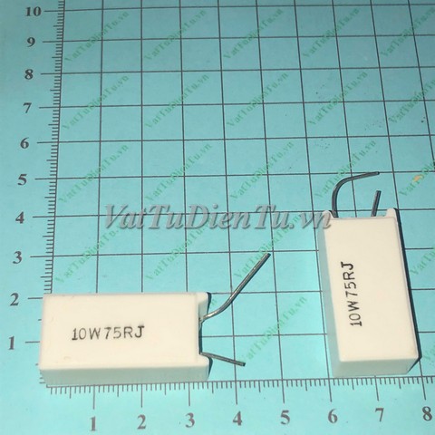 RX27-10W75R Điện trở 75R 10W 75R 5%, điện trở sứ hình chữ nhật 2 chân 1 đầu; Mã: RX27-10W75R