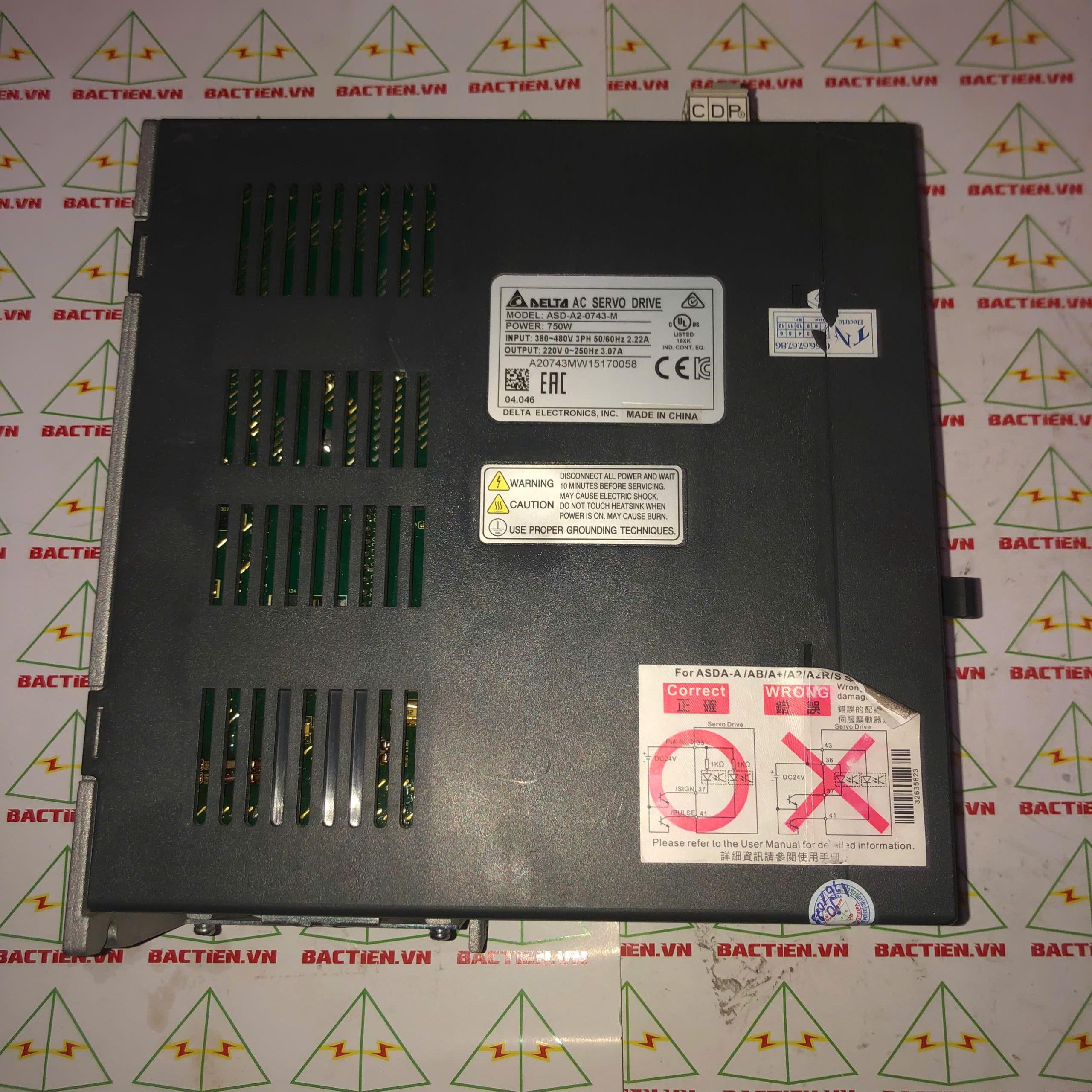 ASD-A2-0743-M SERVO DRIVER 750W DELTA 750W DELTA;Mã: ASD-A2-0743-M-TM;Xuất xứ: Hàng tháo máy