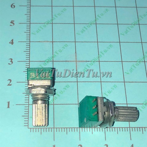 RK097NS RV097G Biến trở 10K đơn 3 chân, tay vặn dài 15mm, trục 6mm; Mã: RK097NS-B10K; Kiểu chân: 3 chân hàn mạch; Xuất xứ: Hàng mới