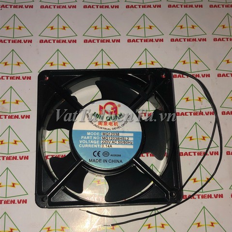 MQ12038 MQ12038HBL2 Quạt tản nhiệt 220V 0.14A 120x120x38mm Minquan 2 dây; Mã: MQ12038HBL2; Thương hiệu: Minquan; Chất liệu: Kim loại (khung, vỏ); Xuất xứ: Hàng mới