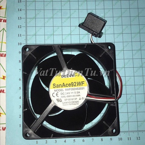 9WF0924S2031 Quạt tản nhiệt 24V 0.5A 92x92x32mm SANYO DENKI 3 dây đầu cắm đặc biệt; Mã: 9WF0924S2031; Thương hiệu: SANYO DENKI; Xuất xứ: Hàng mới