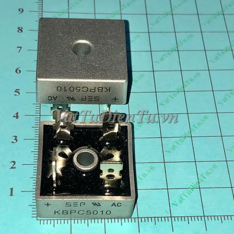 KBPC5010 Cầu chỉnh lưu diode cầu 50A 1000V; Mã: KBPC5010; Hàng tương đương: cầu đi ốt 50A/1000V, cầu diode 50A/1000V, chỉnh lưu cầu 50A/1000V