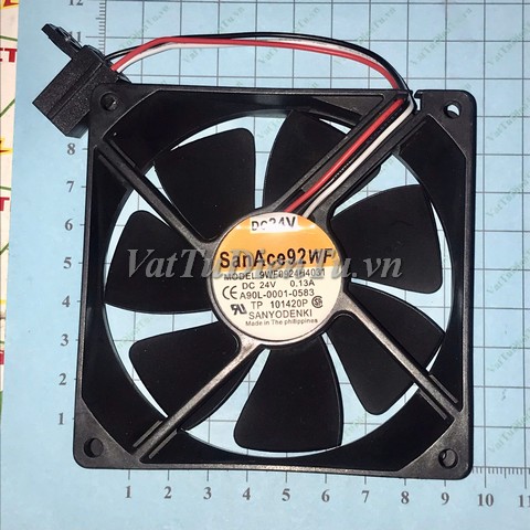 9WF0924H4031 Quạt tản nhiệt 24V 0.13A 92x92x25mm SanAce 92WF 3 dây đầu cắm Fanuc; Mã: 9WF0924H4031; Thương hiệu: SANYO DENKI; Xuất xứ: Hàng mới